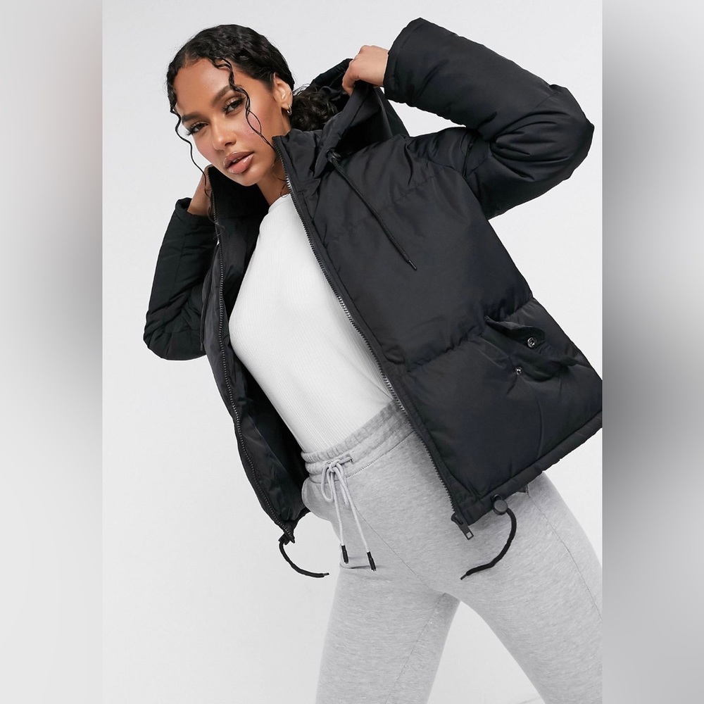 Black Hooded Puffer Jacket From ASOS